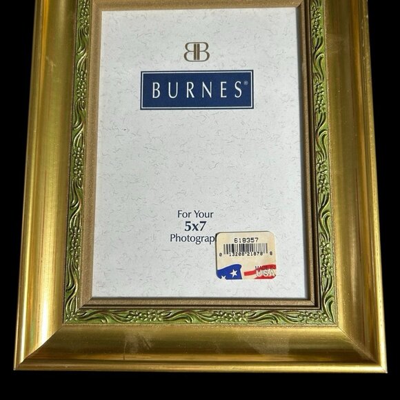 Vintage BURNES OF BOSTON Easel Picture Frame Ornate Gold Tone w Green Patina - Picture 4 of 8